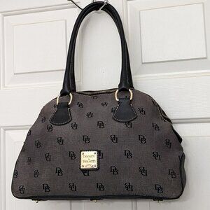 Dooney & Bourke Signature Quilted Logo Zip Zip Black Satchel .